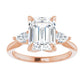 Rose Gold Emerald Three Stones Engagement Ring