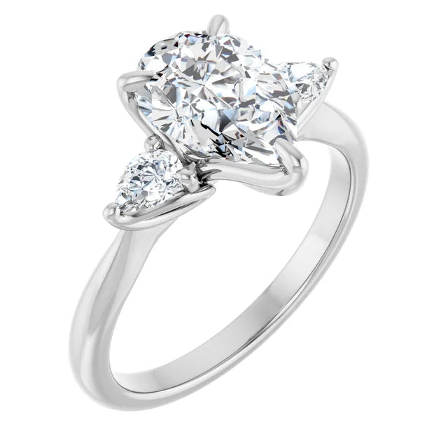 Pear Three Stones Engagement Ring in White Gold