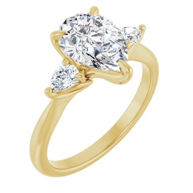 Stunning Pear Three Stones Engagement Ring