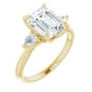 18ct Yellow Gold Emerald Cut Engagement Ring with Diamonds