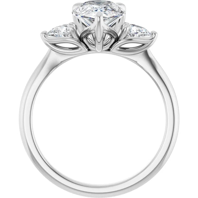Classic Pear Three Stones Engagement Ring