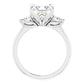 Princess cut three stones ring in white gold