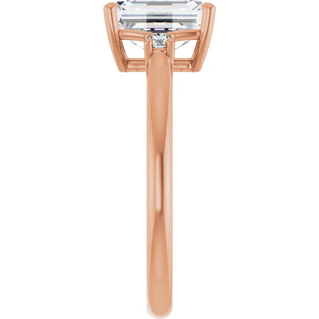 Emerald Cut Engagement Ring rose gold slim band style