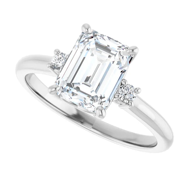 White Gold Emerald Cut Engagement Ring