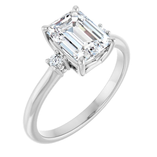 Emerald Cut Engagement Ring white gold classic diamond ring