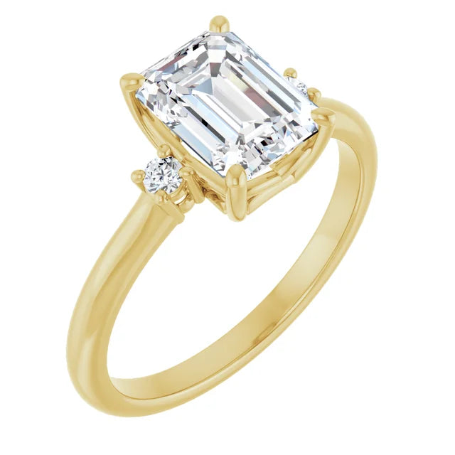 Emerald Cut Engagement Ring yellow gold band classic style