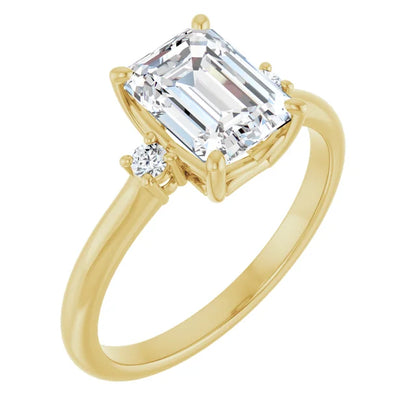 Emerald Cut Engagement Ring yellow gold band classic style
