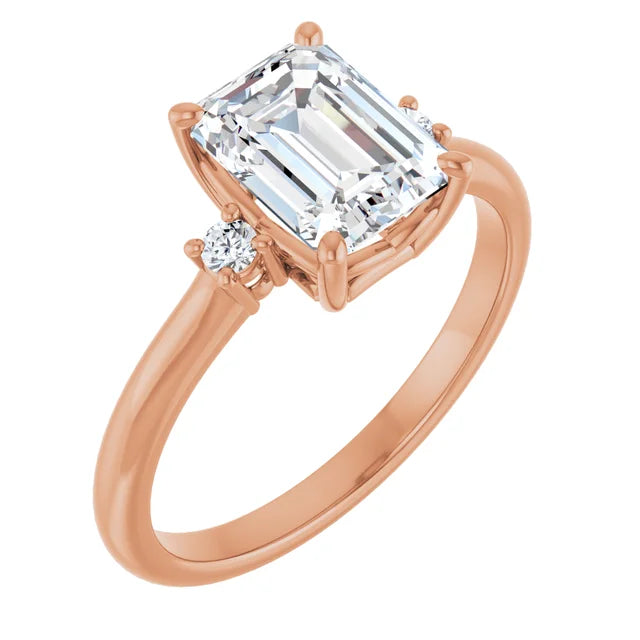 Emerald Cut Engagement Ring rose gold band elegant design