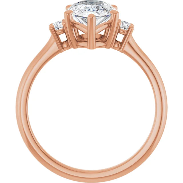 Rose gold engagement ring with diamond accents