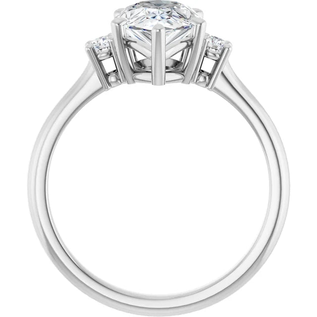 Three-stone engagement ring in white gold