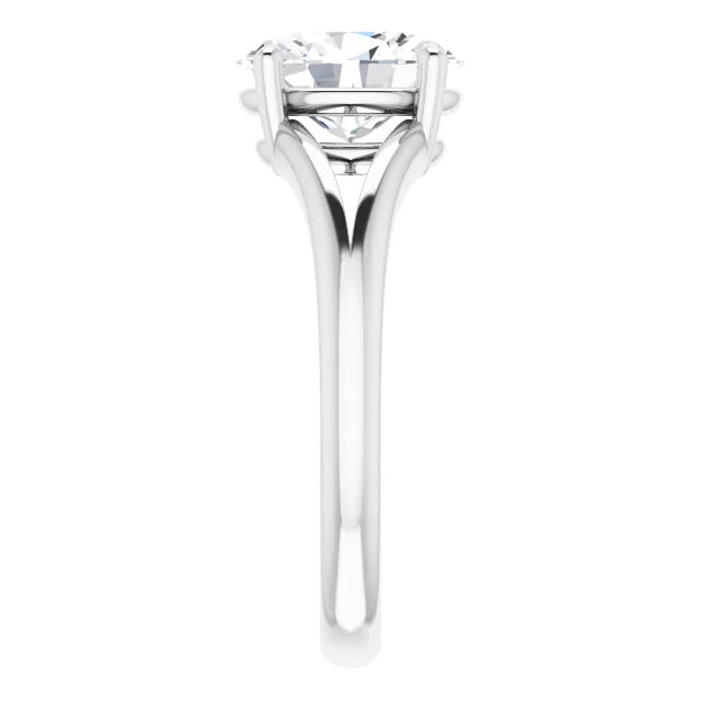 Elegant White Gold Oval Solitaire Engagement Ring in 2.30 mm