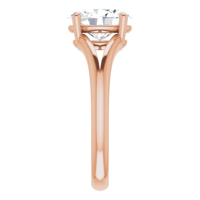 Elegant Rose Gold Oval Solitaire Engagement Ring in 2.30 mm