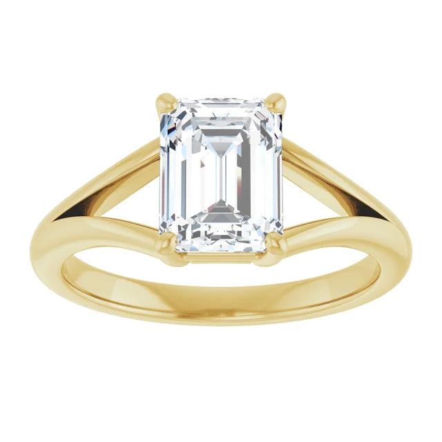 Yellow Gold Emerald Cut Solitaire Engagement Ring