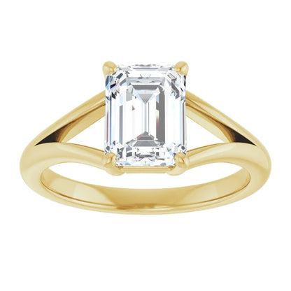 Yellow Gold Emerald Cut Solitaire Engagement Ring