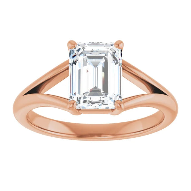 Beautiful Emerald Cut Solitaire Engagement Ring in Rose Gold 