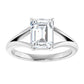 White Gold Emerald Cut Solitaire Engagement Ring in 2.30 mm band