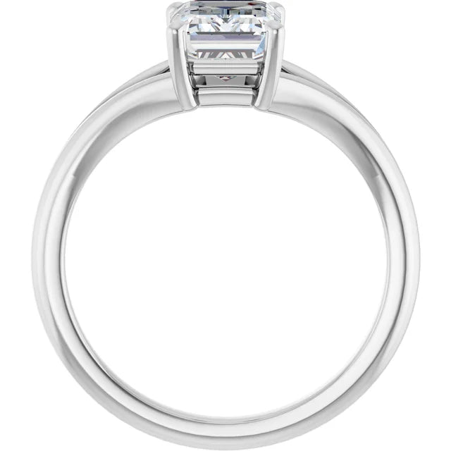 Gold Emerald Cut Solitaire Engagement Ring in White