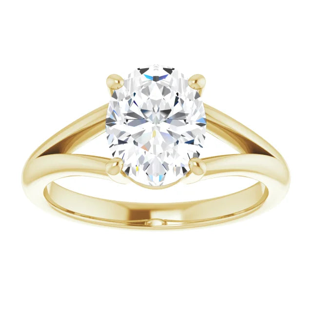 Yellow Gold Oval Solitaire Engagement Ring in 2.30 mm