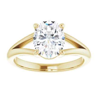 Yellow Gold Oval Solitaire Engagement Ring in 2.30 mm