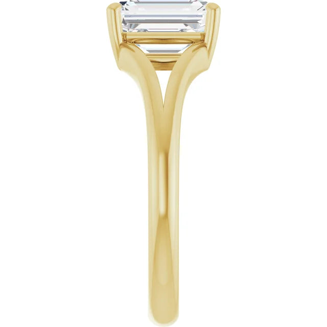 Yellow Gold Emerald Cut Solitaire Engagement Ring
