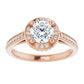Elegant rose gold engagement ring with halo