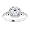 Engagement ring with halo in white gold