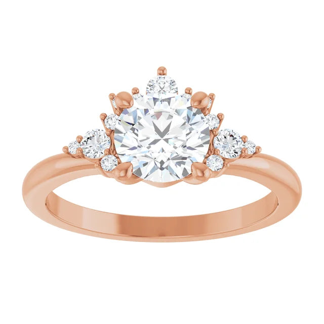 Rose Gold Round Engagement Ring With Design