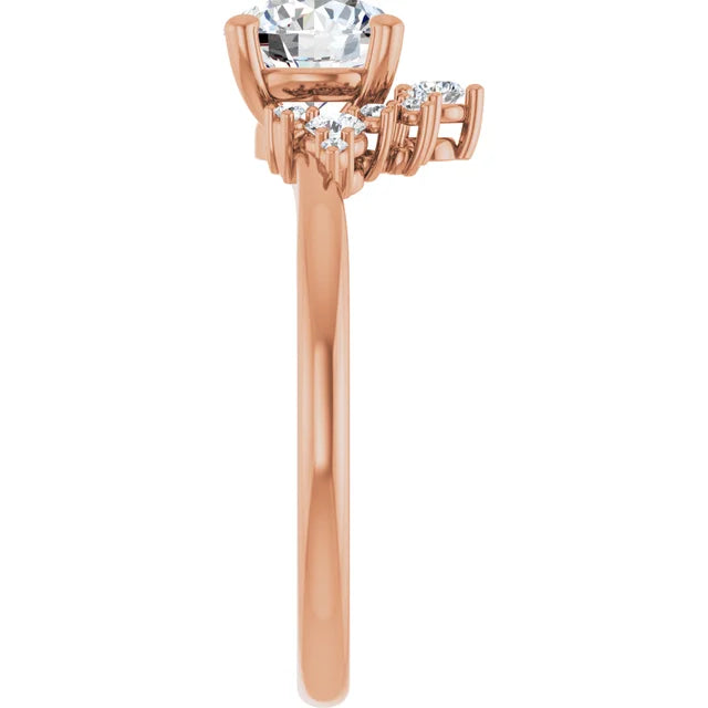 Rose Gold Round Engagement Ring With Design