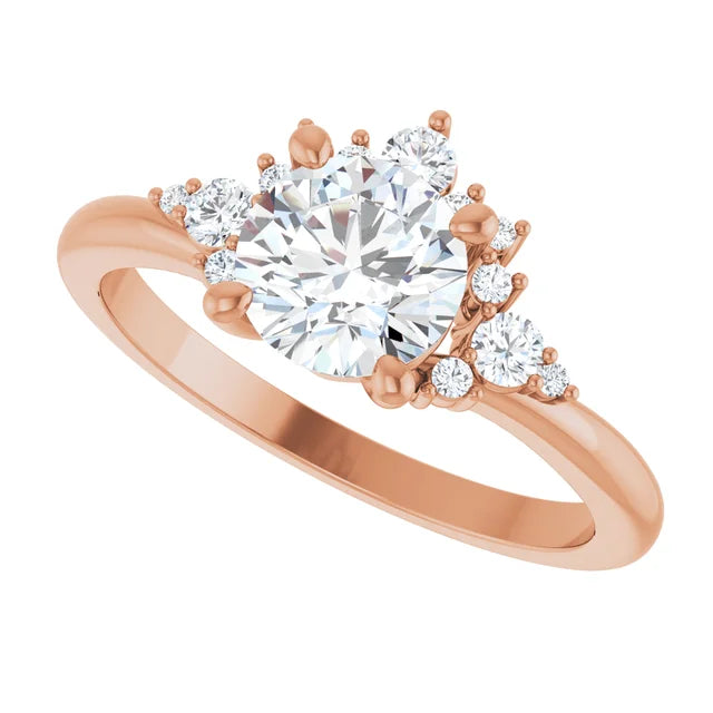 Rose Gold Round Engagement Ring With Design