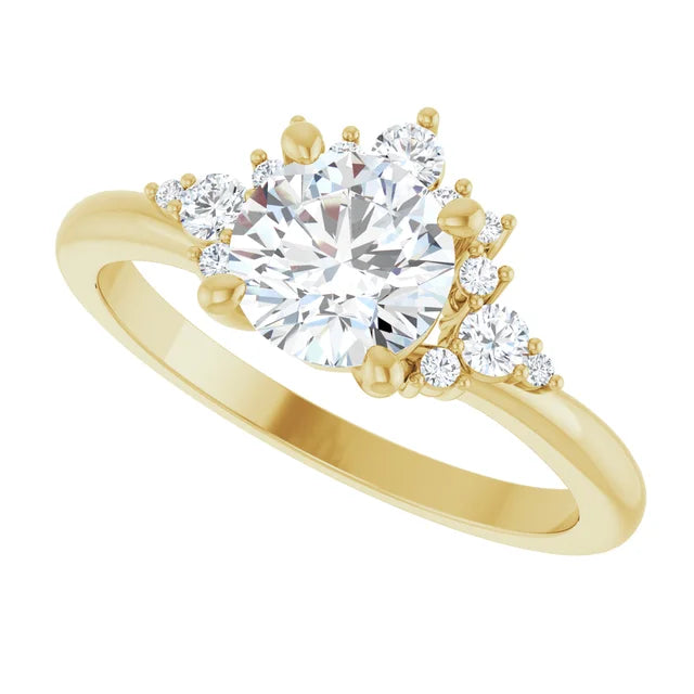 Yellow Gold Round Engagement Ring With Design