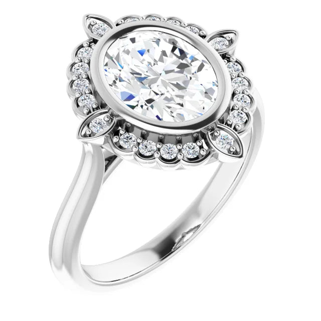 Oval Engagement Ring With Halo in White Gold 