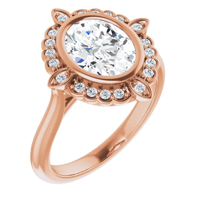 Oval Engagement Ring With Halo in Rose Gold 
