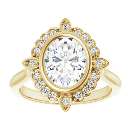 Yellow Gold Oval Engagement Ring With Halo