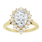 Yellow gold pear-shaped engagement ring with diamond