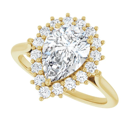 Classic yellow gold pear engagement ring