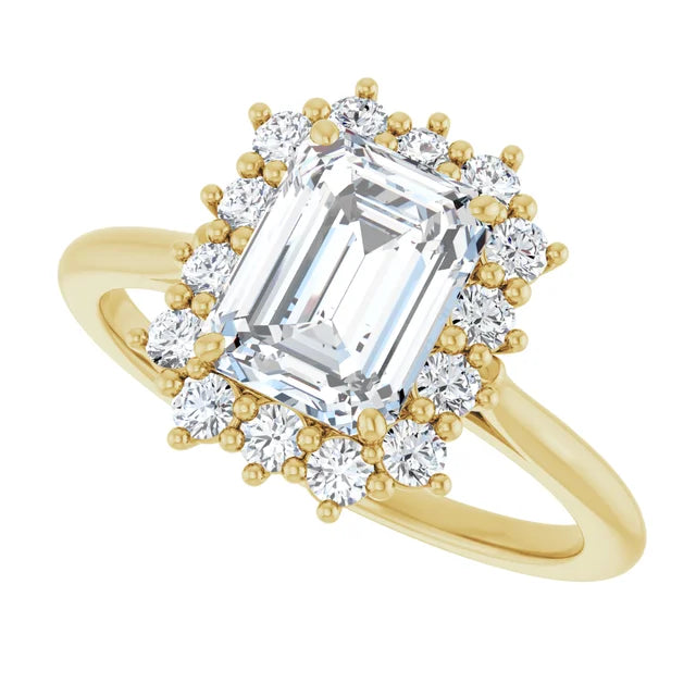 Yellow Gold Emerald Cut Engagement Ring in 1.80 mm