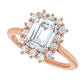 Rose Gold Emerald Cut Engagement Ring in 1.80 mm