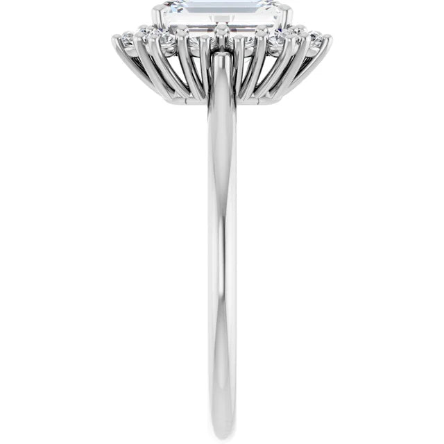 Emerald Cut Engagement Ring in 1.80 mm white gold diamond band