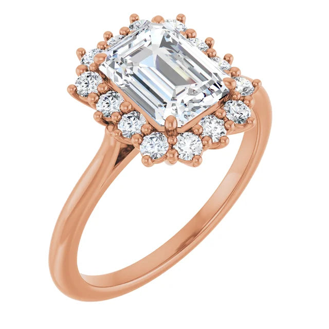 Emerald Cut Engagement Ring in 1.80 mm rose gold classic ring
