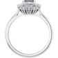 White Gold Emerald Cut Engagement Ring in 1.80 mm