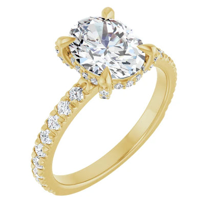 Sophisticated Yellow Gold Oval Engagement Ring With Hidden Halo