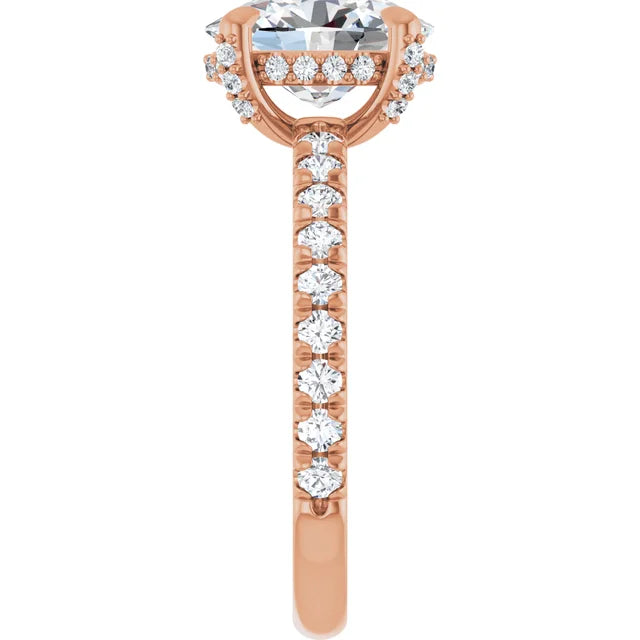 Rose Gold Oval Engagement Ring With Hidden Halo