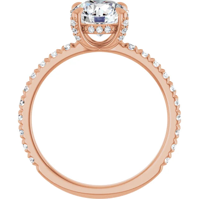 Rose Gold Round Engagement Ring With Hidden Halo