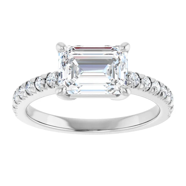 Luxury Emerald Engagement Ring in 2.00 mm