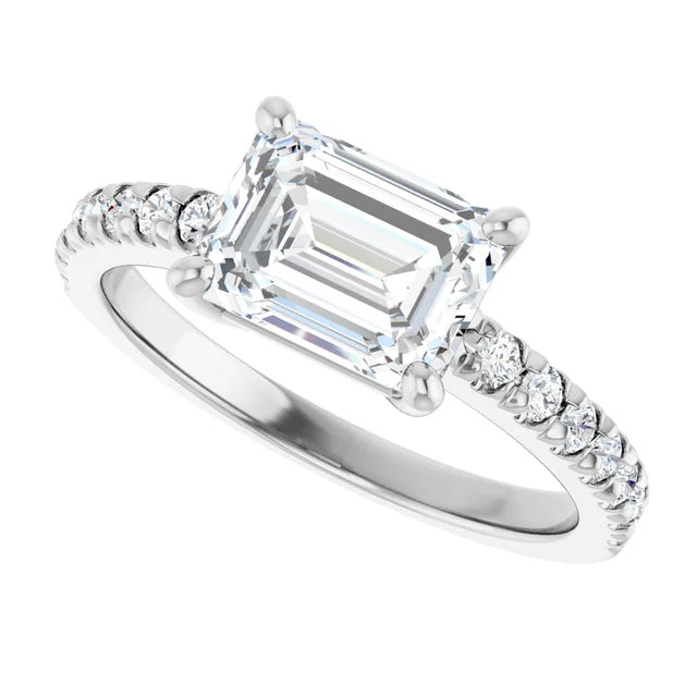 Luxury Emerald Engagement Ring in 2.00 mm refined diamond band ring