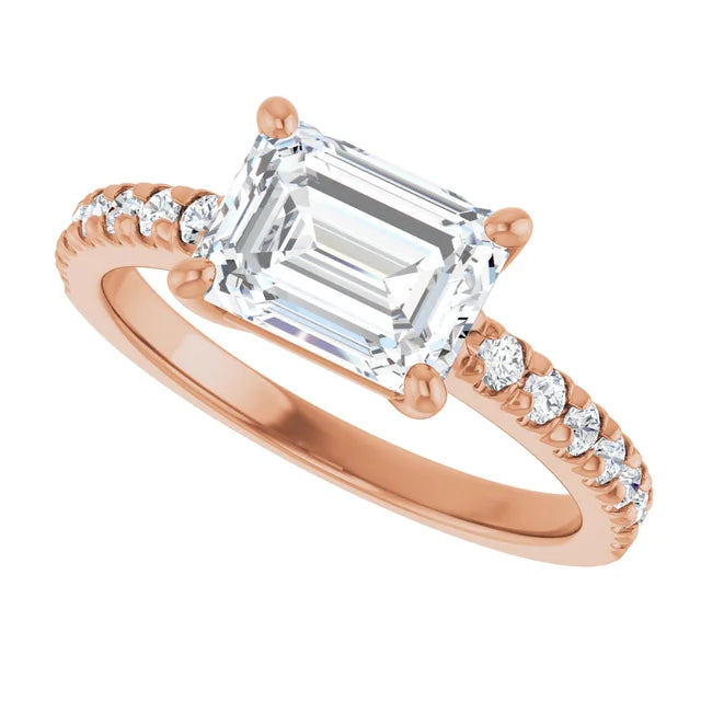 Luxury Emerald Engagement Ring in 2.00 mm timeless emerald cut ring