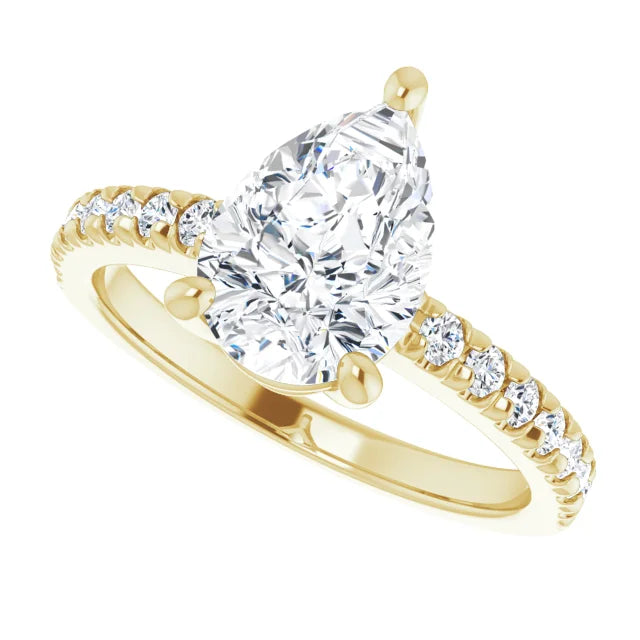 Pear engagement ring with a brilliant shine