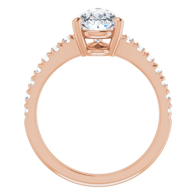 Radiant rose gold pear engagement ring