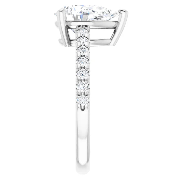 Luxurious white gold pear engagement ring