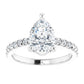 Elegant white gold pear engagement ring